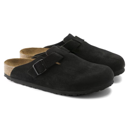 Boston Black Suede Clogs – Premium Leather Comfort Clogs with Soft Anatomical Footbed2