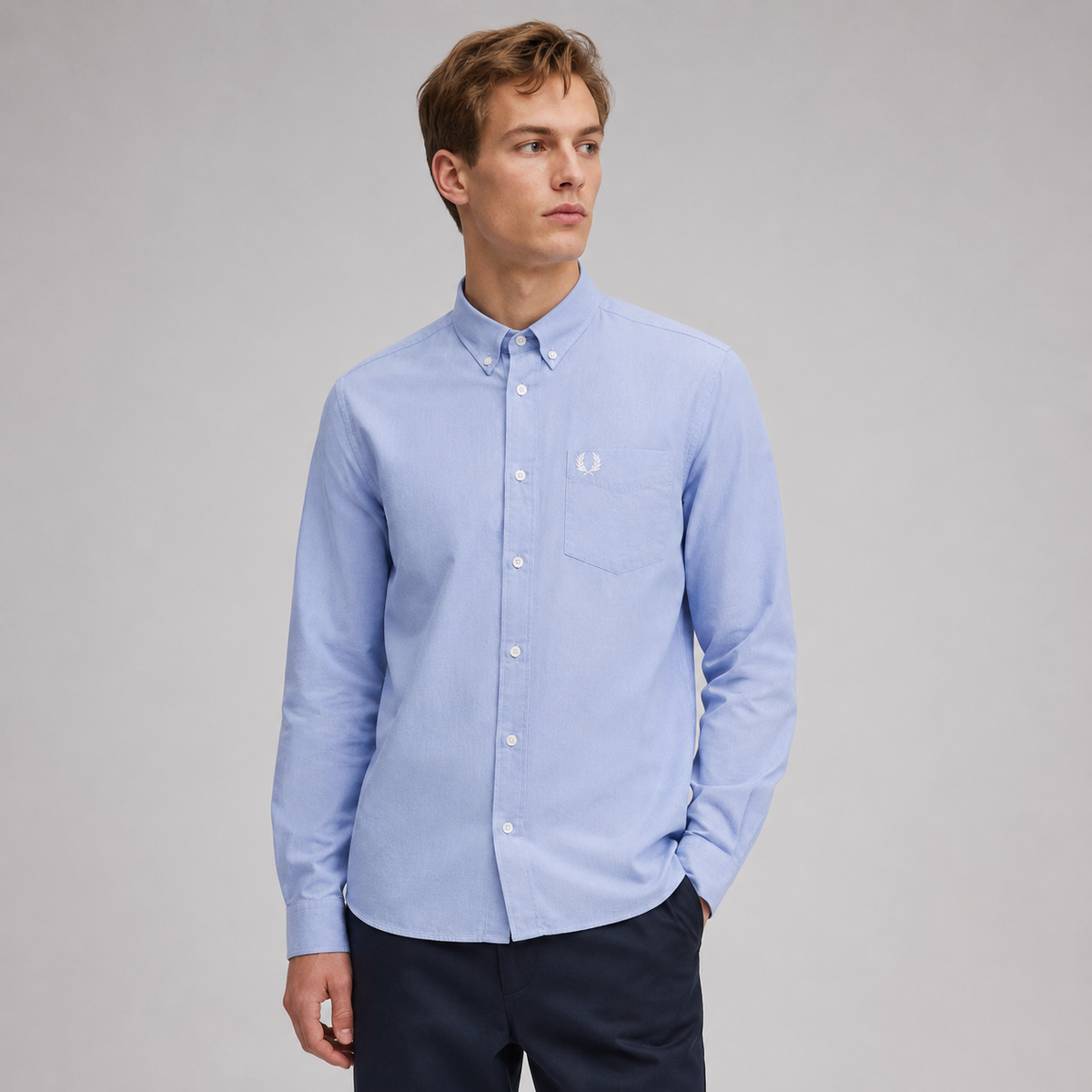 Fred Perry Men's Long Sleeve Button-Down Shirt – Premium Cotton Smart Casual Shirt